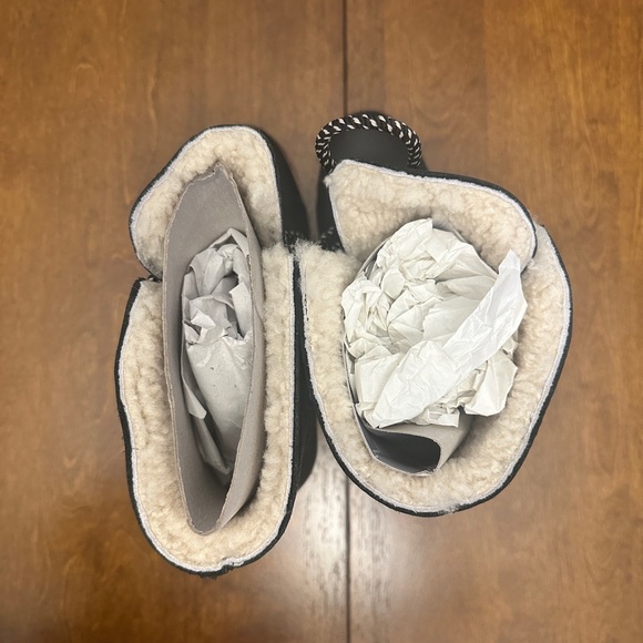 Sorel Black and White Lace-Up Winter Boots - Joan of Arctic Wedge Mid Shearling - Picture 7 of 10